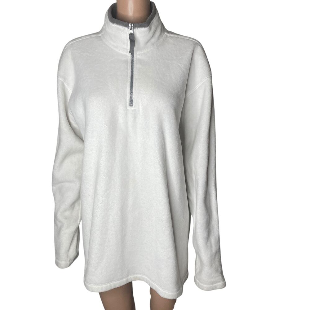 Champs Sport Pullover Fleece Mens XL White Zip Neck
